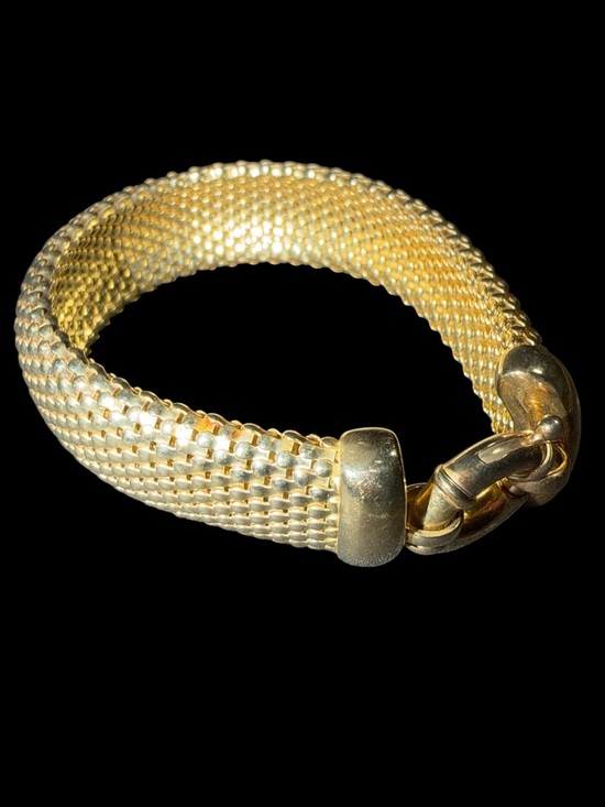 JCM Jewelry - Vintage Italian JCM Gold Vermeil Over Sterling Silver Wide Mesh Bracelet 7.5"